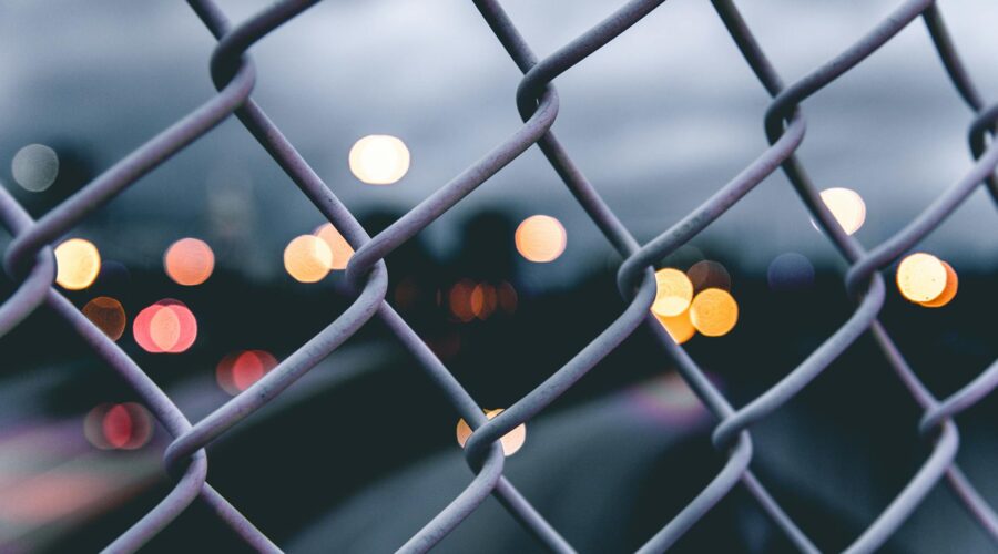 close up shot of a chain link fence